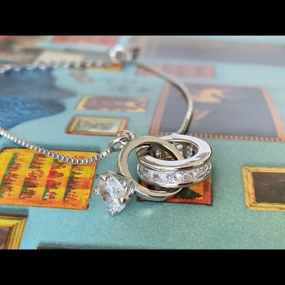 New!! 925 Silver Heart Double Circle Geometric Charm Bracelets - Picture 5 of 5